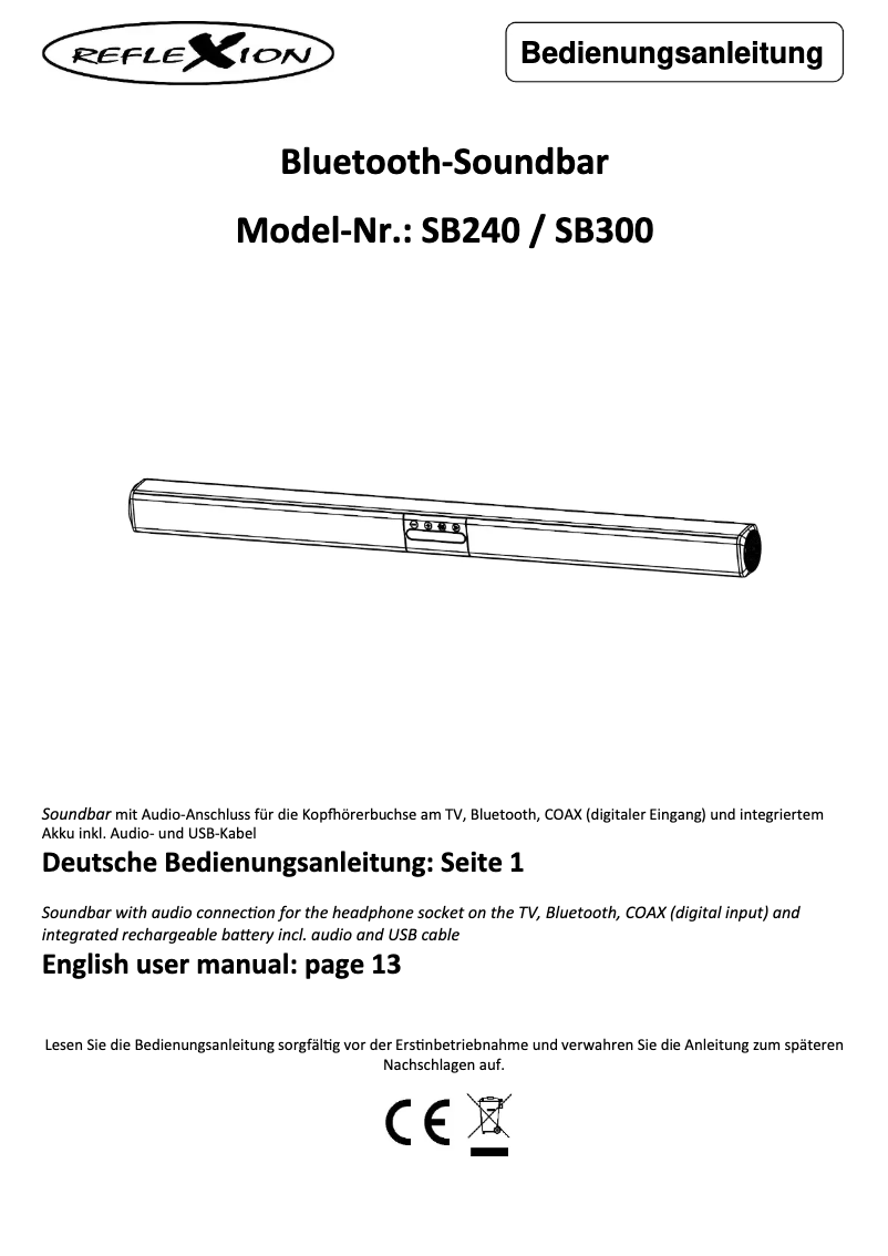 Page n°1 - Manuel utilisateur Reflexion SB240