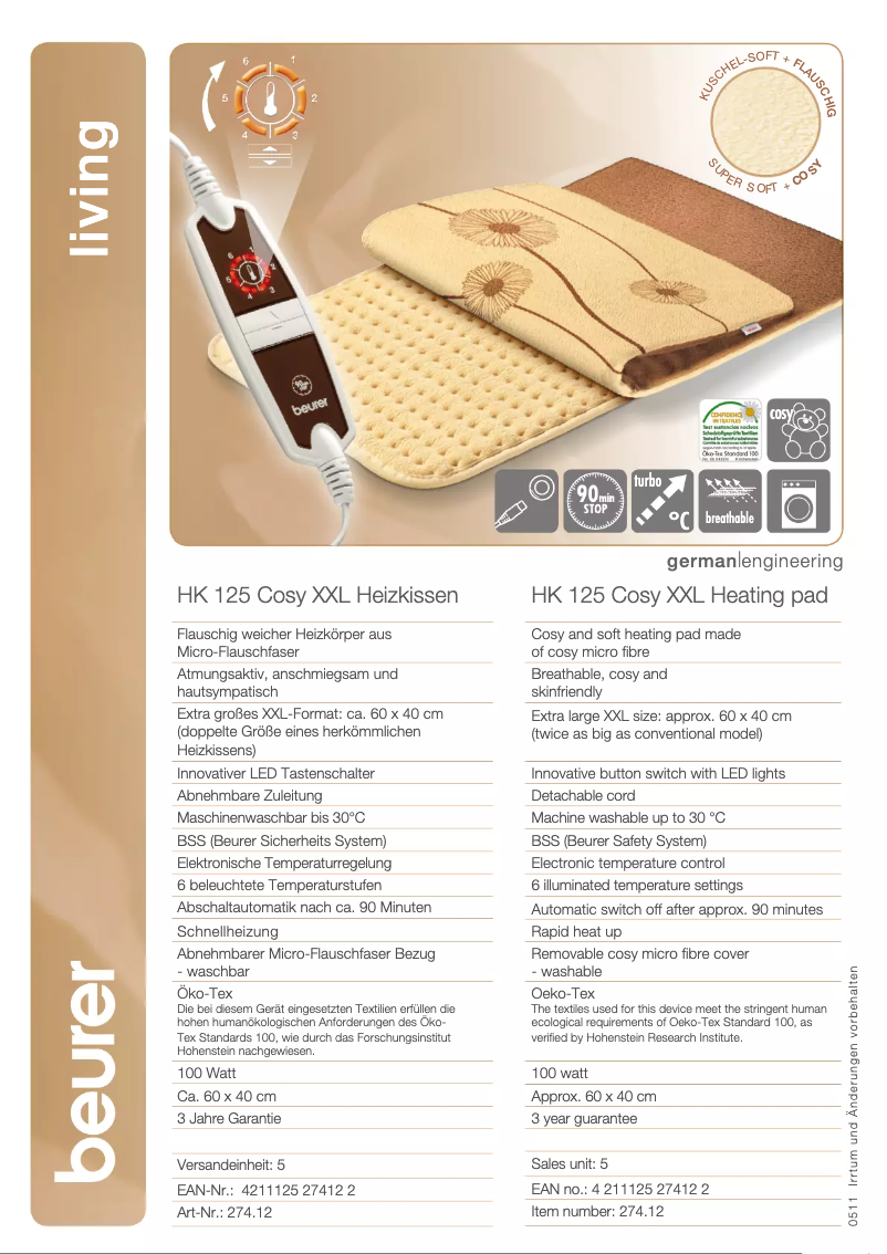 Page n°1 - Fiche technique Beurer HK 125