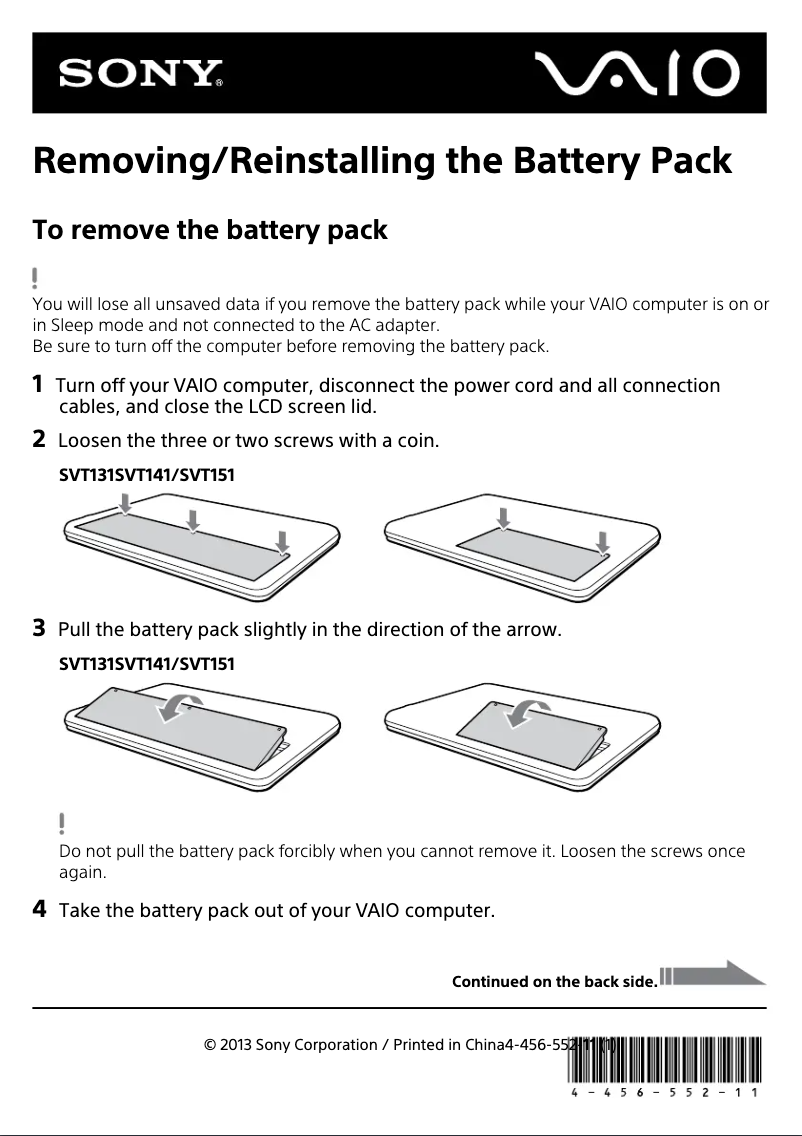 Page n°1 - Guide d'installation Sony Vaio Tab 14 SVT14127CXS