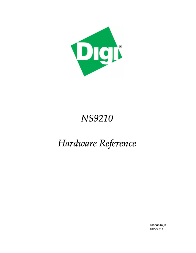 Page n°1 - Manuel utilisateur Digi NS9210