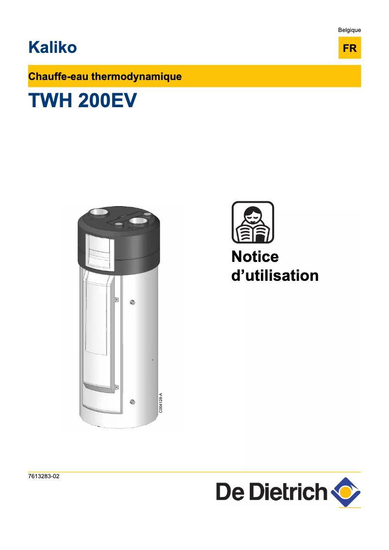 Page 1 de la notice Manuel utilisateur De Dietrich Kaliko TWH 200EV