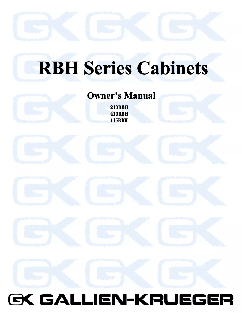 Page 1 de la notice Manuel utilisateur Gallien-Krueger 115RBH