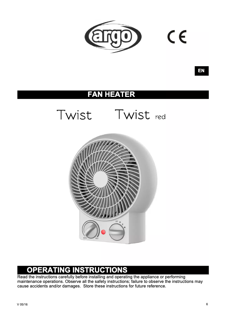 Page 1 de la notice Manuel utilisateur Argoclima Twist