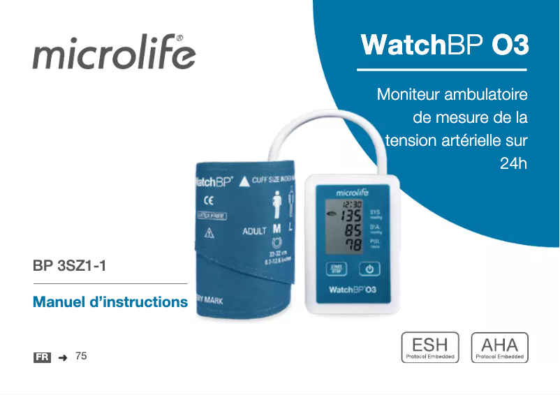 Page 1 de la notice Manuel utilisateur Microlife WatchBP O3