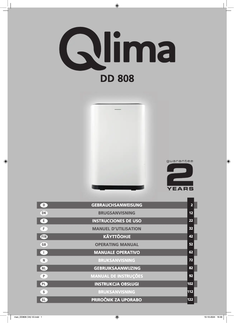 Page n°1 - Manuel utilisateur Qlima DD 808