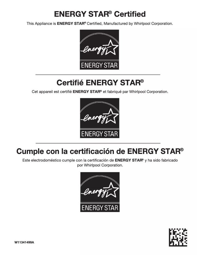 Page 1 de la notice Label énergétique Maytag MVW7232HW