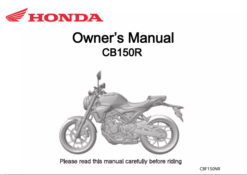 Page 1 de la notice Manuel utilisateur Honda CB150R (2024)