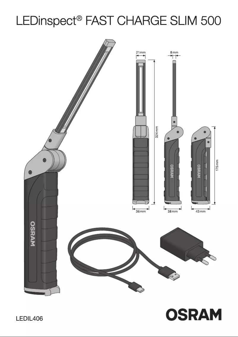 Page n°1 - Instructions / montage Osram LEDinspect FAST CHARGE SLIM500