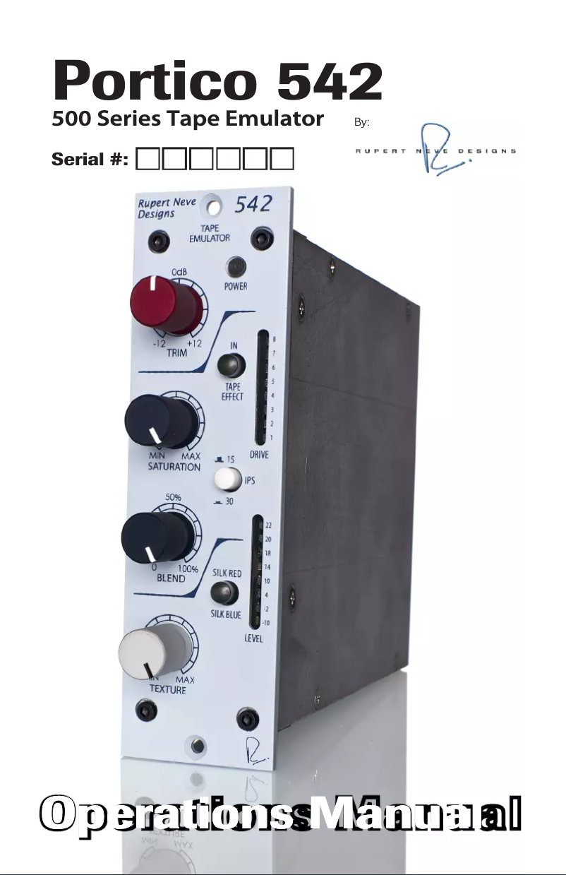 Page 1 de la notice Manuel utilisateur Rupert Neve Designs Portico 542
