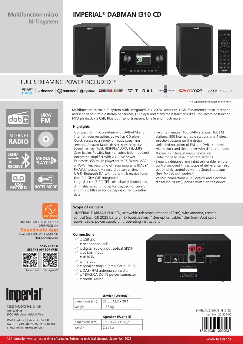Imagen de la primera página del manual del dispositivo DABMAN i310 CD