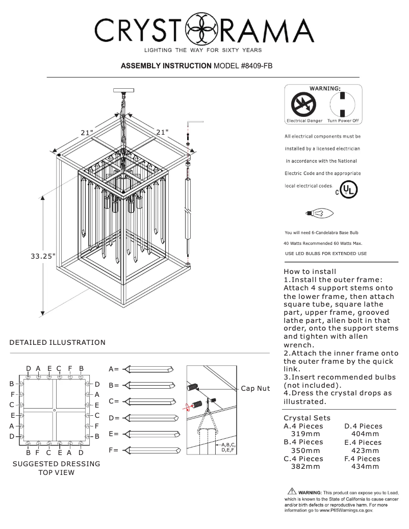 Page n°1 - Manuel utilisateur Crystorama Hollis 8409-FB