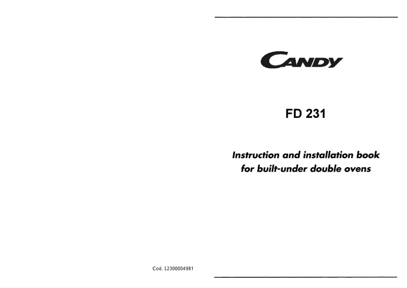Page n°1 - Manuel utilisateur Candy FD 231 X UK