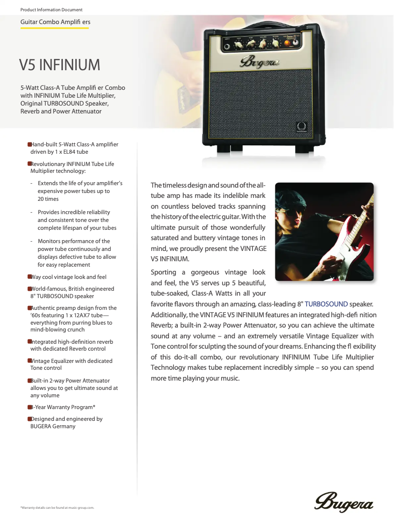 Image de la première page du manuel de l'appareil V5 Infinium