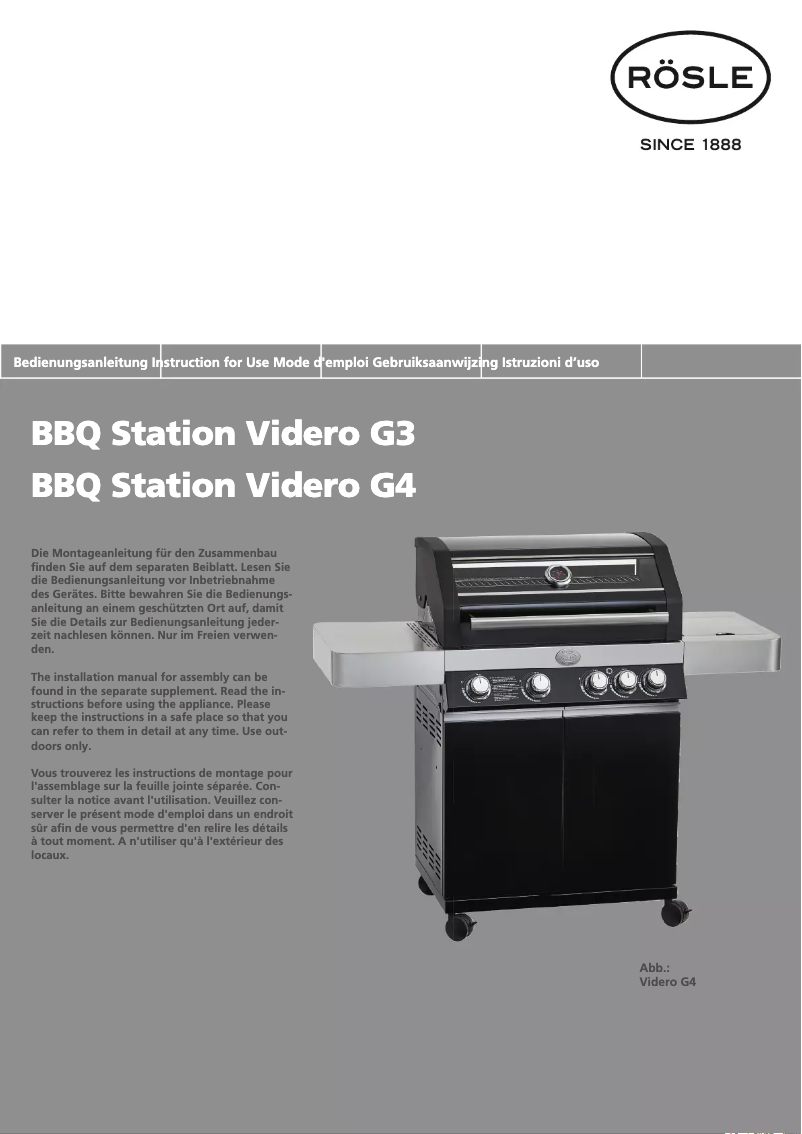 Page 1 de la notice Manuel utilisateur Rösle Videro G3