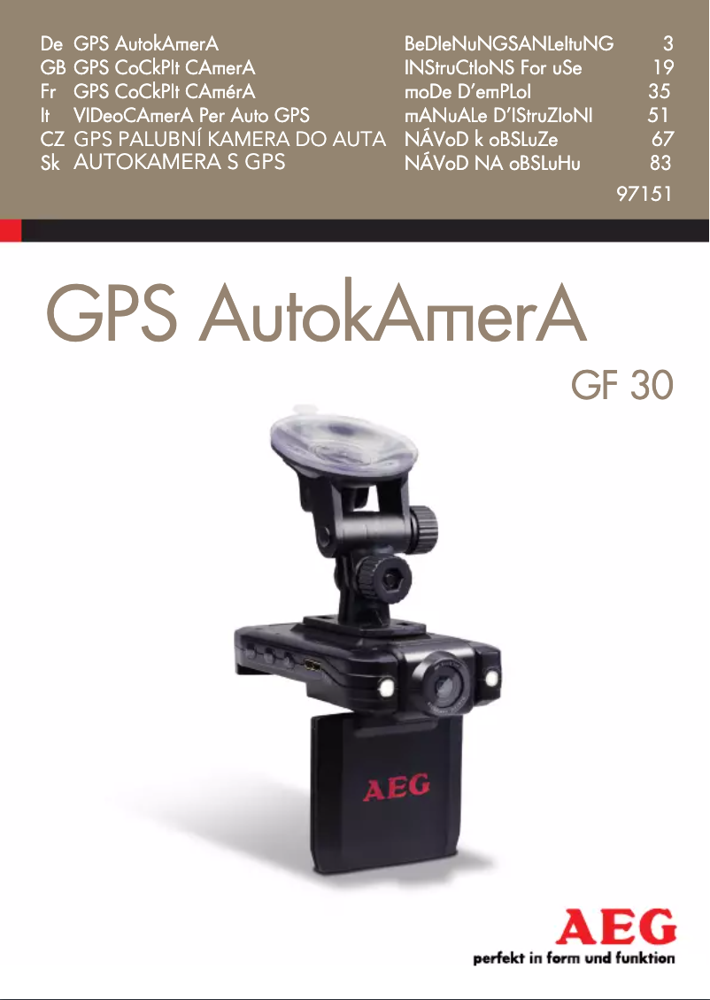 Page 1 de la notice Manuel utilisateur AEG GF 30