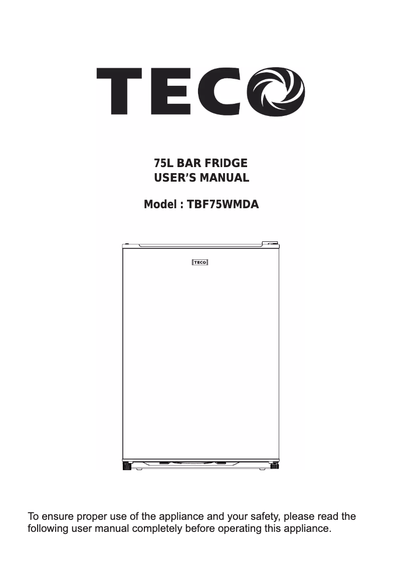 Page n°1 - Manuel utilisateur Teco TBF75WMDA