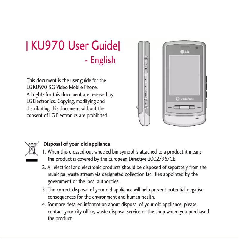 Page n°1 - Manuel utilisateur LG KU970