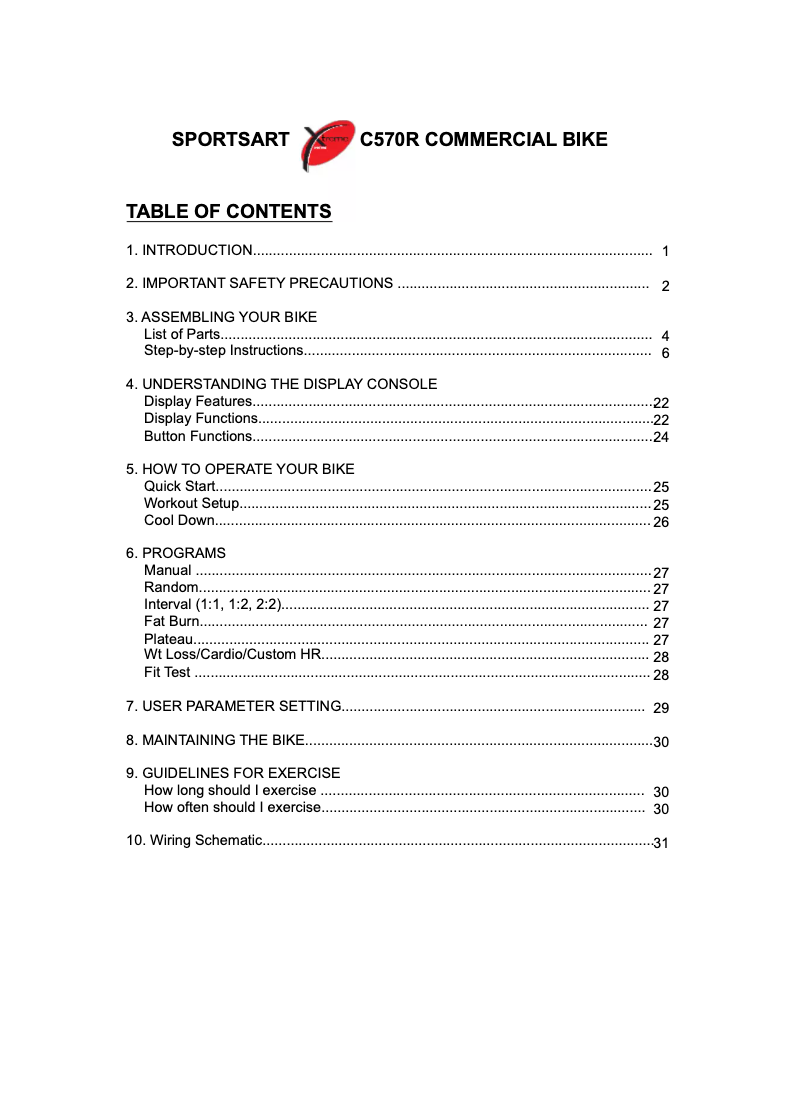 Página 1 del manual Manual de usuario SportsArt C570R