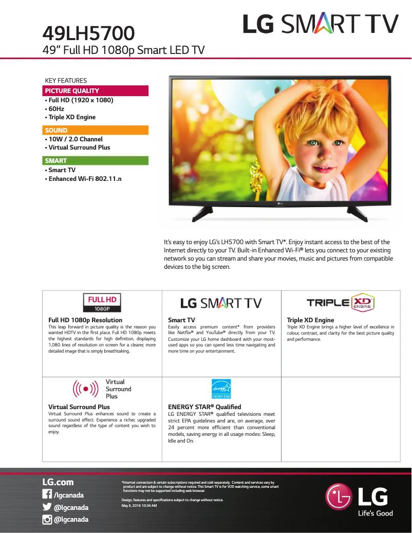 Image de la première page du manuel de l'appareil 49LH5700