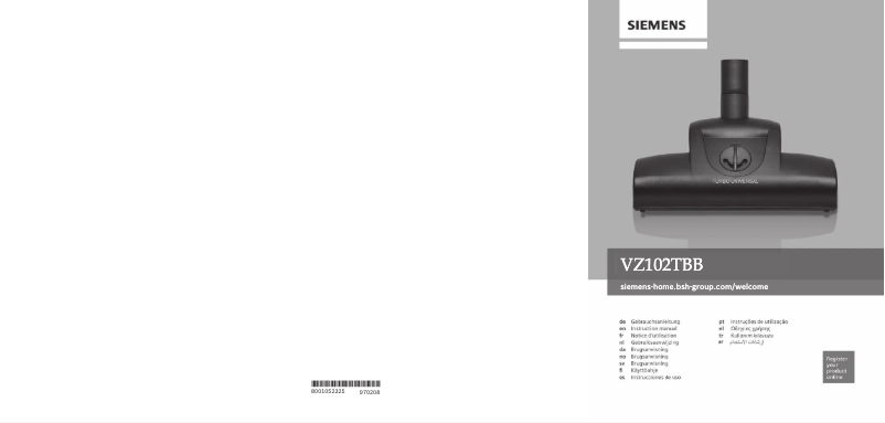 Page 1 de la notice Manuel utilisateur Siemens VZ102TBB