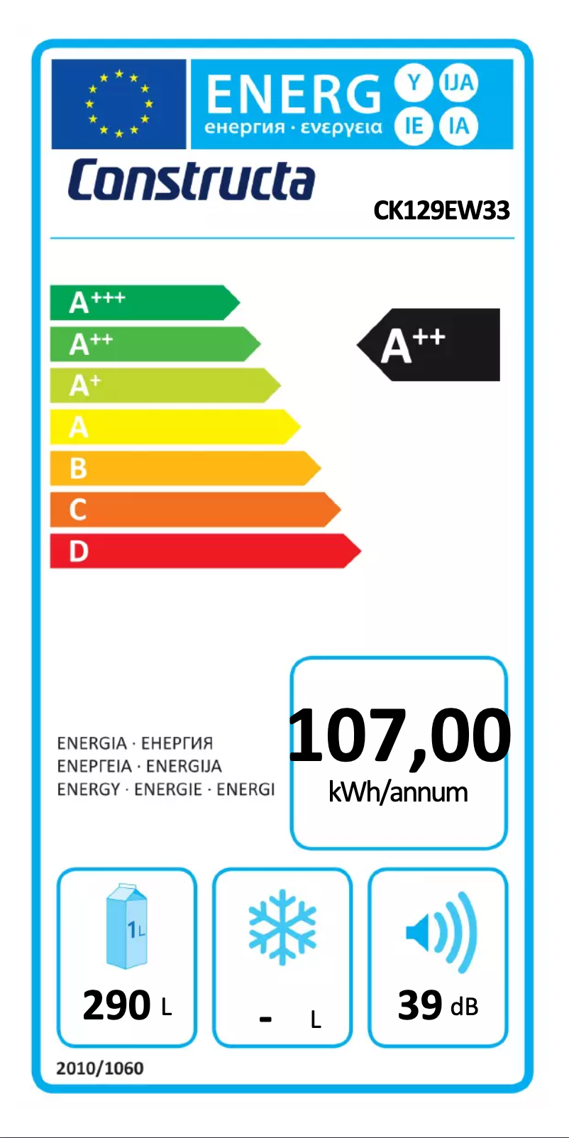 Page n°1 - Label énergétique Constructa CK129EW33