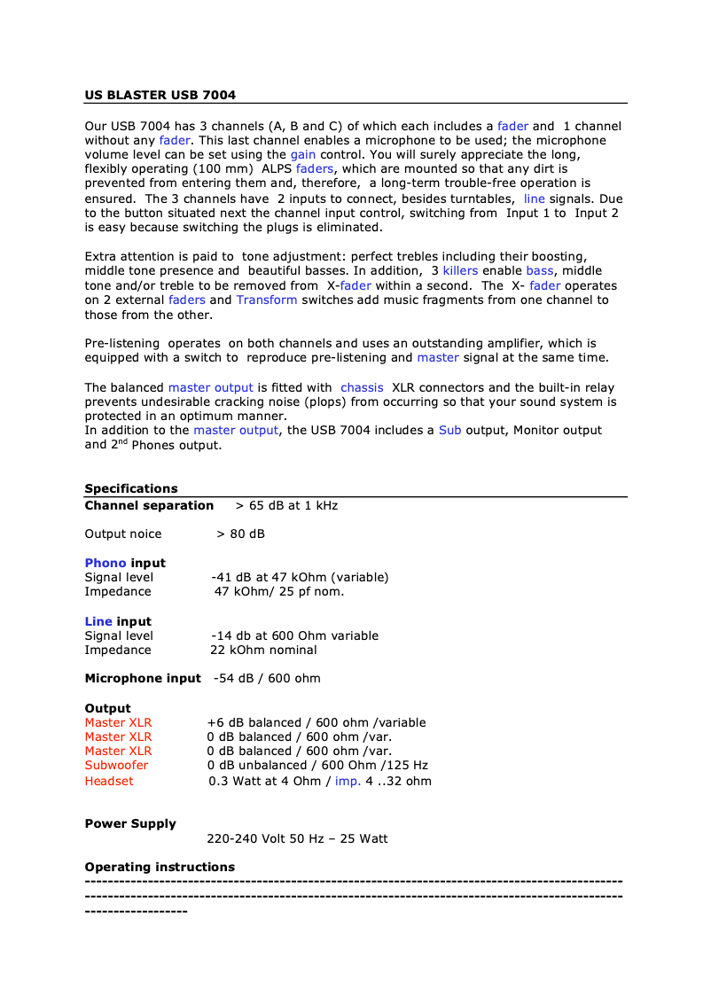 Page 1 de la notice Manuel utilisateur US Blaster USB 7004