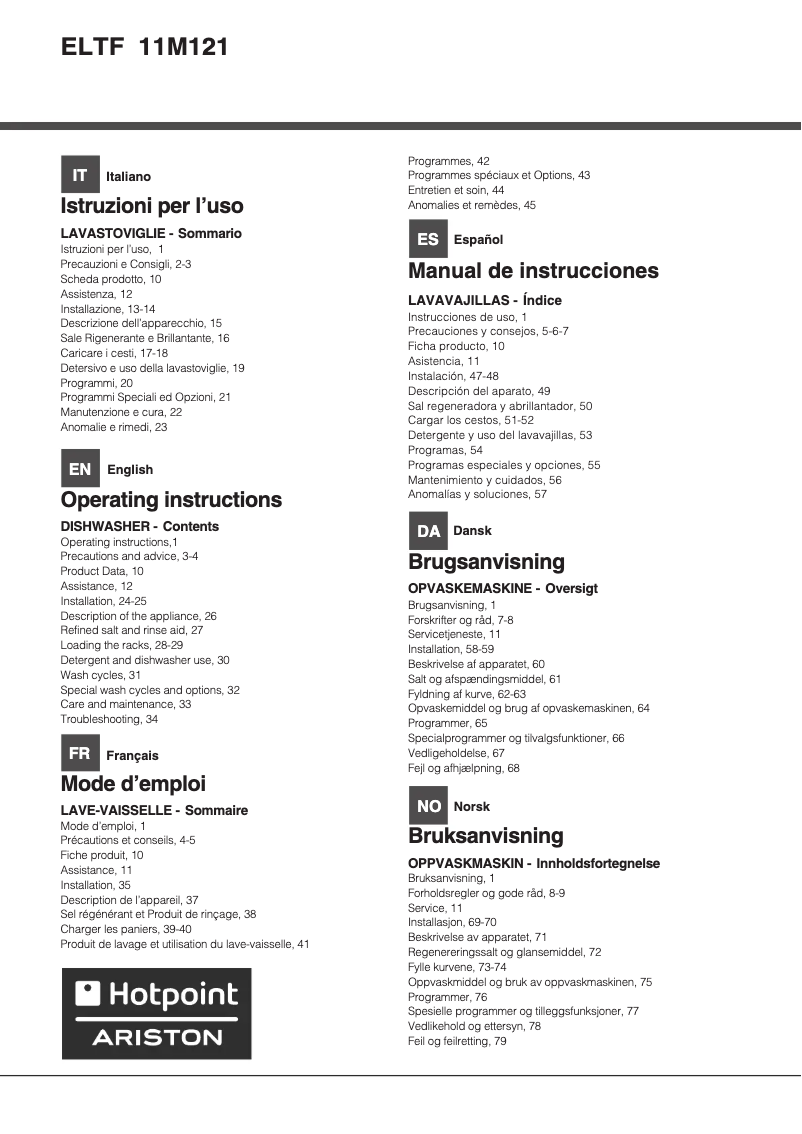 Image de la première page du manuel de l'appareil ELTF 11M121 CL EU