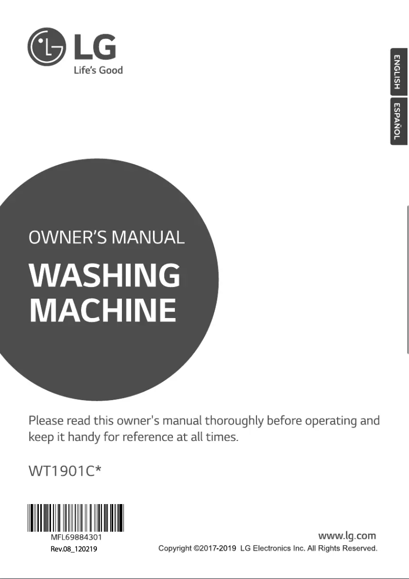 Page 1 de la notice Manuel utilisateur LG WT1901CW