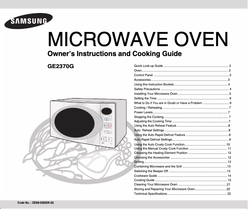 Page 1 de la notice Manuel utilisateur Samsung GE2370G