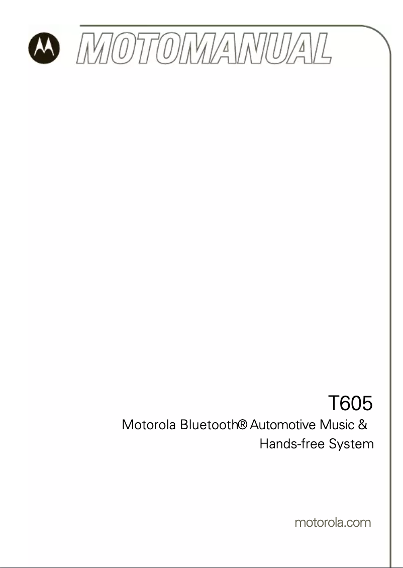 Page n°1 - Manuel utilisateur Motorola Talkabout T605