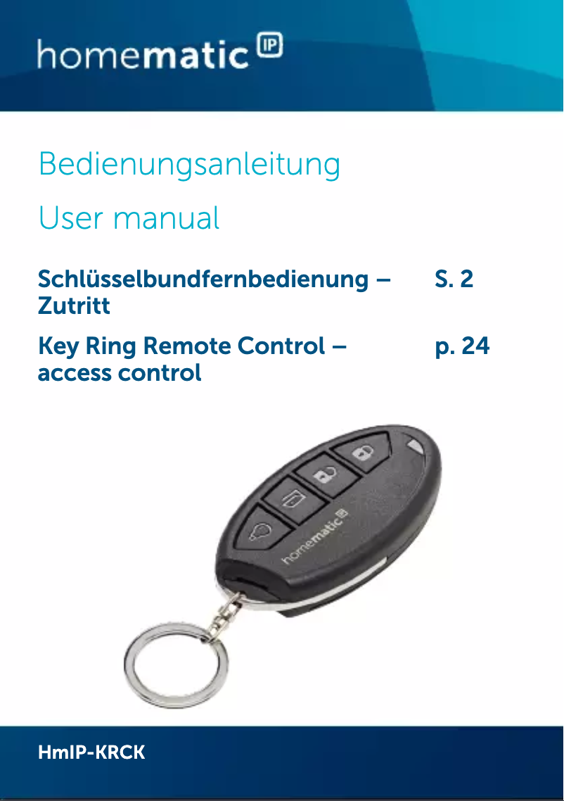 Page 1 de la notice Manuel utilisateur Homematic IP HmIP-KRCK