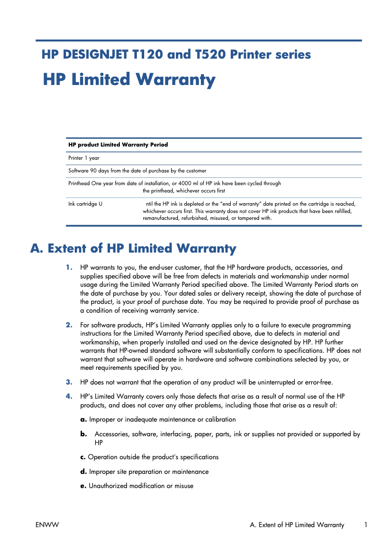 Image de la première page du manuel de l'appareil Designjet T120