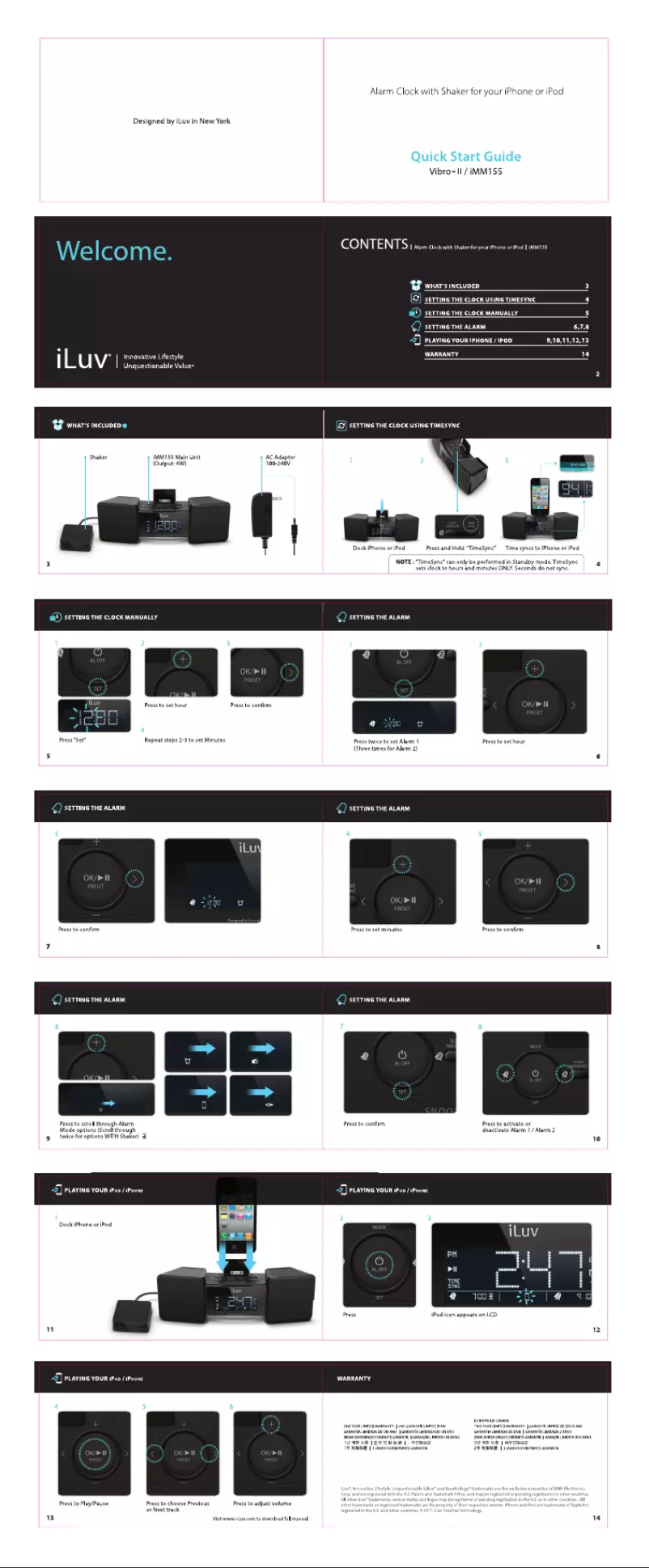 Page n°1 - Manuel utilisateur iLuv IMM155