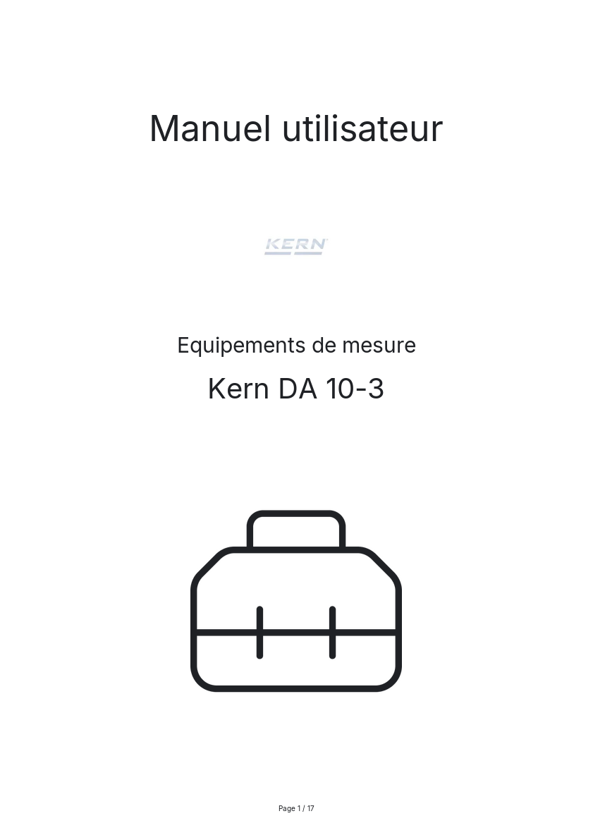 Image de la première page du manuel de l'appareil DA 10-3