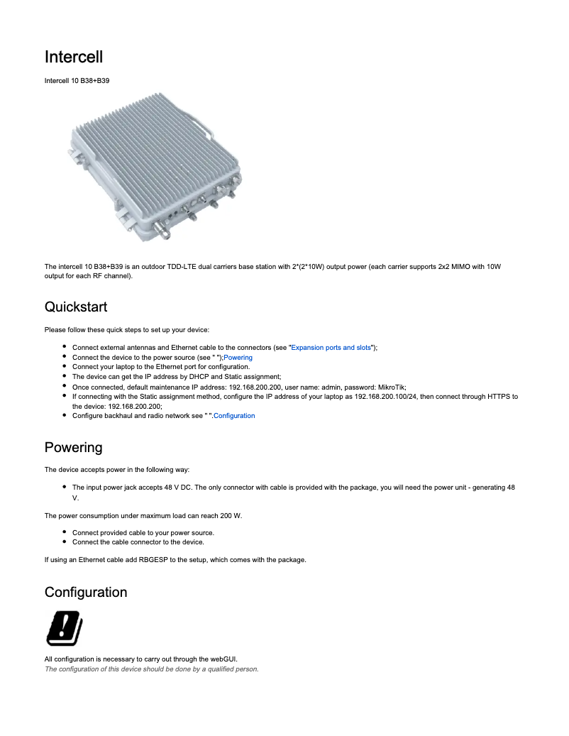 Image de la première page du manuel de l'appareil Intercell 10 B38+B39