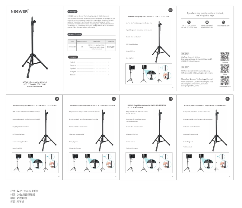Page 1 de la notice Manuel utilisateur Neewer NW002-1