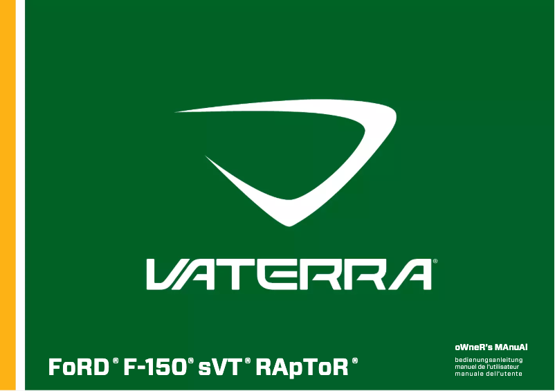 First page image of the manual for Ford Raptor Pre Runner