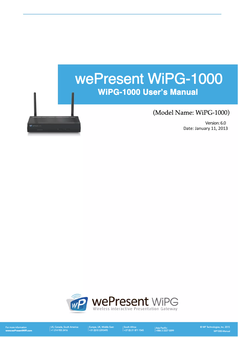 Page n°1 - Manuel utilisateur wePresent WiPG-1000