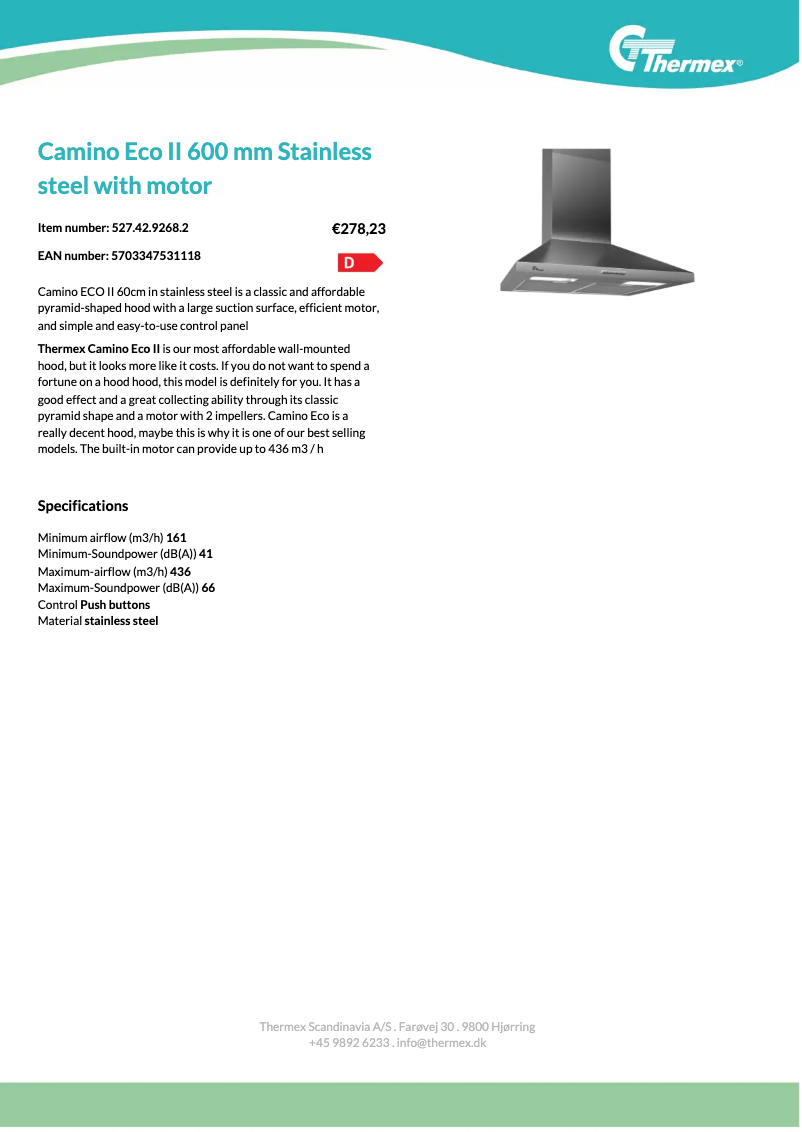 Page n°1 - Fiche technique Thermex Camino Eco II