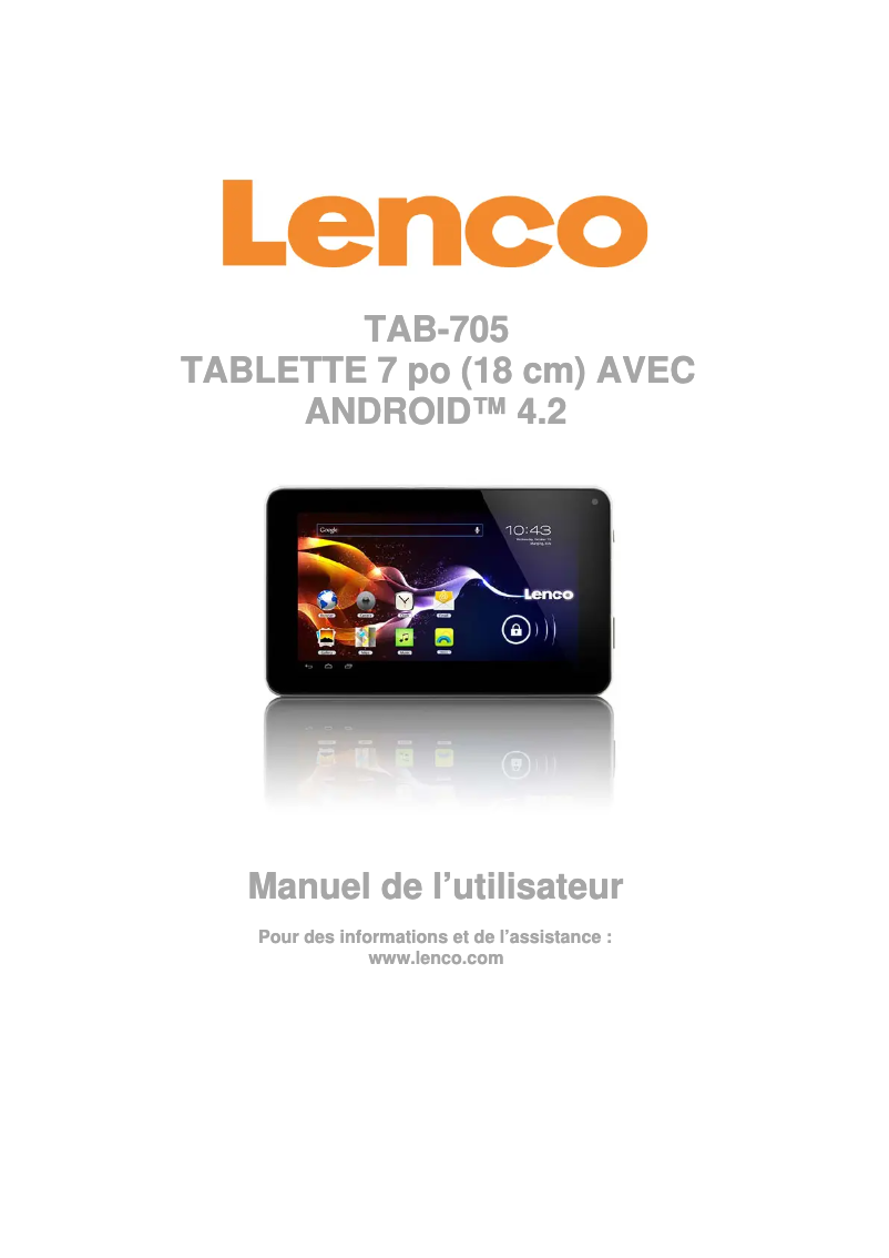 Page n°1 - Manuel utilisateur Lenco TAB-705