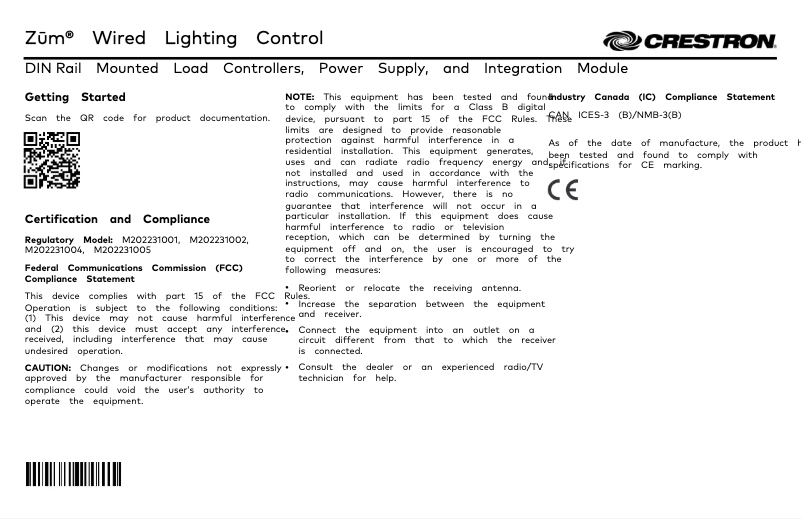 Page 1 de la notice Manuel utilisateur Crestron Zūm