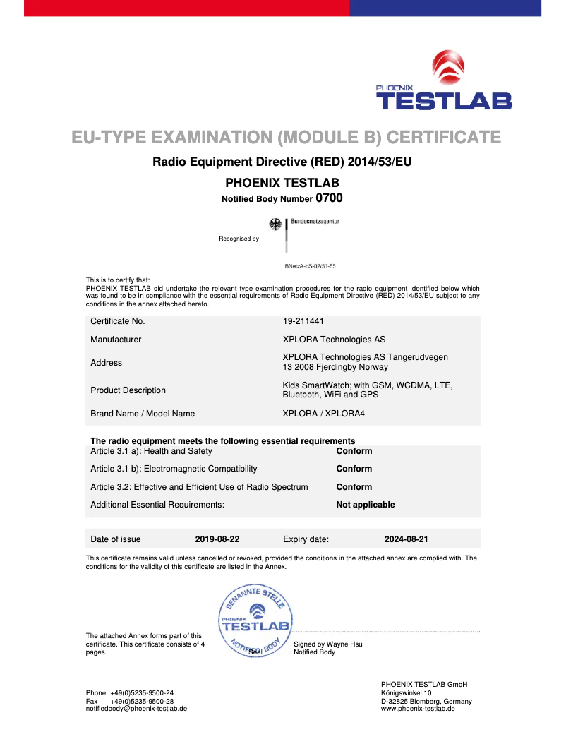Page n°1 - Fiche technique Xplora X4