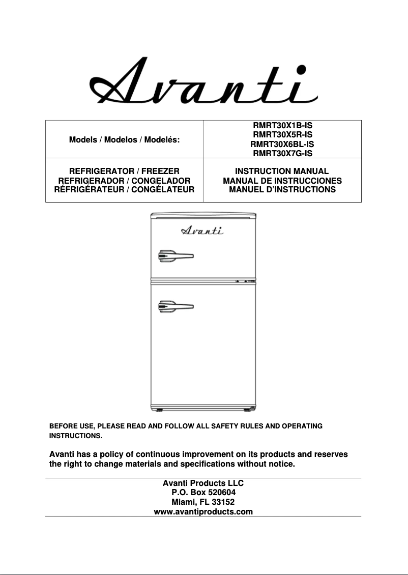 Image de la première page du manuel de l'appareil RMRT30X6BL-IS