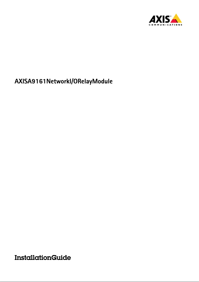 Page n°1 - Manuel utilisateur Axis A9161