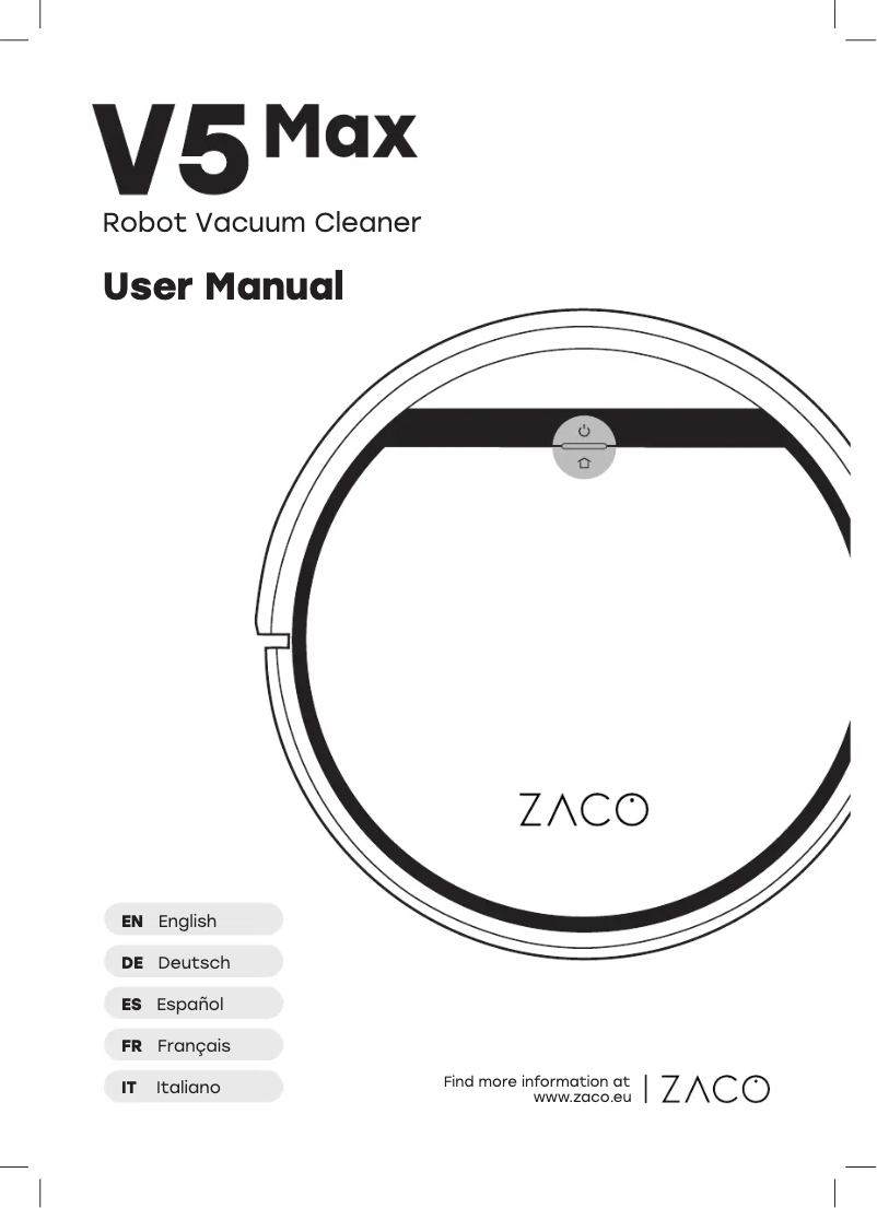 Image de la première page du manuel de l'appareil V5 Max