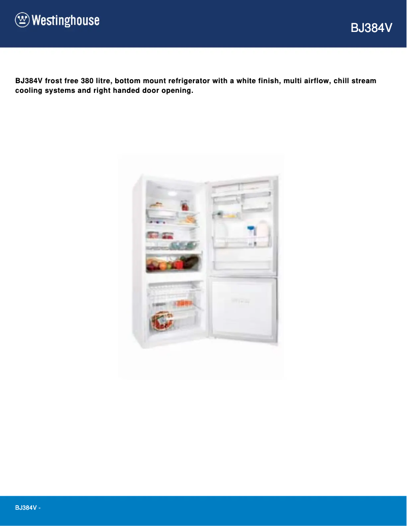 Page n°1 - Fiche technique Westinghouse BJ384V