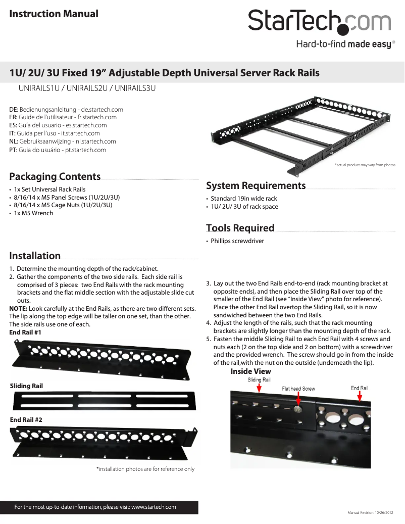 Page 1 de la notice Manuel utilisateur StarTech.com UNIRAILS3U