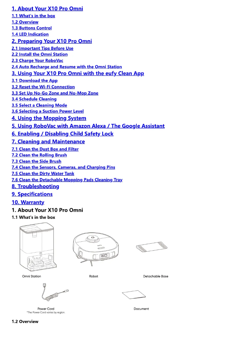 Imagen de la primera página del manual del dispositivo Clean X10 Pro
