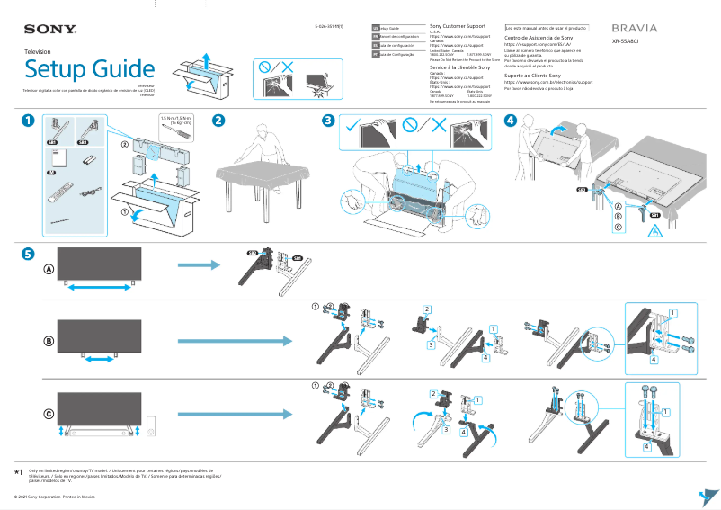 Page 1 de la notice Guide d'installation Sony XR-55A80J