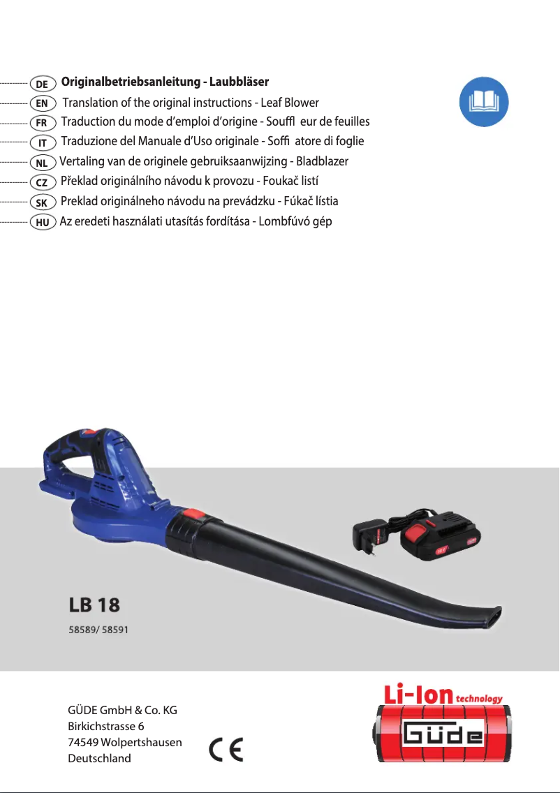 Page 1 de la notice Manuel utilisateur Güde LB 18-0